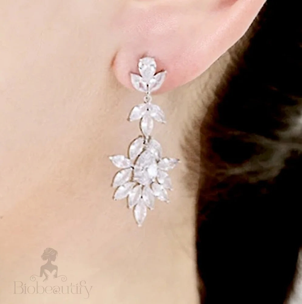 Aleandra Bridal Earrings With Cubic Zirconia - Silver And Rose Gold Options Available