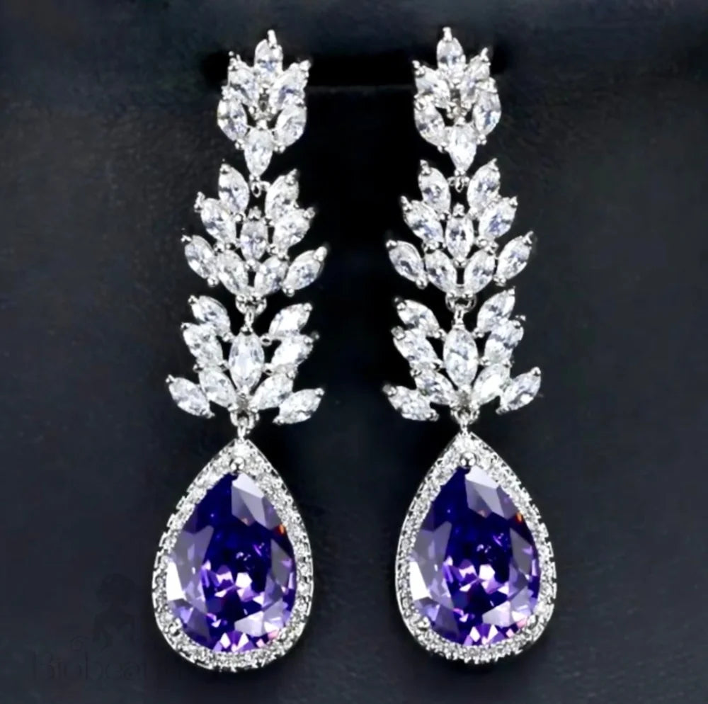 Wedding Jewelry - Cubic Zirconia Bridal Earrings - More Colors Available