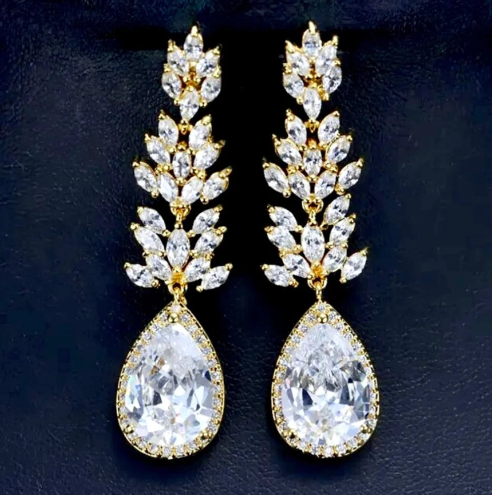 Wedding Jewelry - Cubic Zirconia Bridal Earrings - More Colors Available