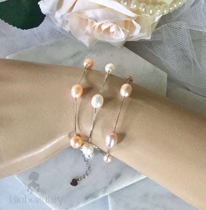 Alegria Sterling Silver Natural Pearl Bridal Bracelet - Multiple Colors Available