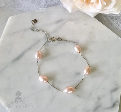 Wedding Pearl Jewelry - Sterling Silver and Natural Pearl Bridal Bracelet - More Colors Available