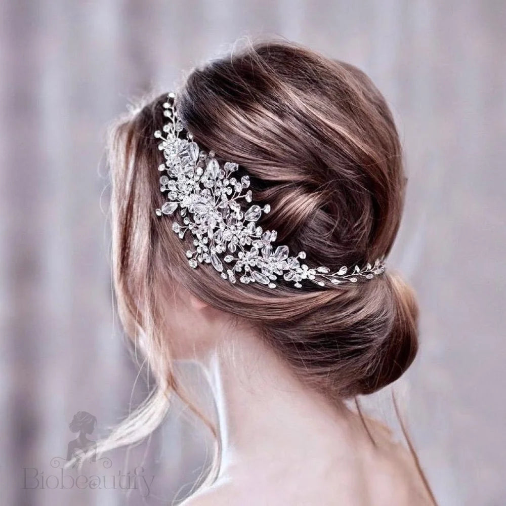 Alessia Austrian Crystal Bridal Hair Vine In Silver Rose Gold And Yellow