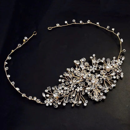 Alessia Austrian Crystal Bridal Hair Vine In Silver Rose Gold And Yellow