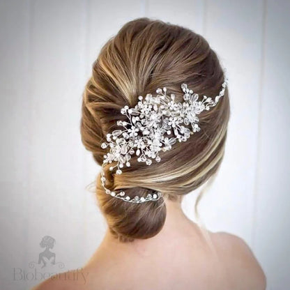 Alessia Austrian Crystal Bridal Hair Vine In Silver Rose Gold And Yellow