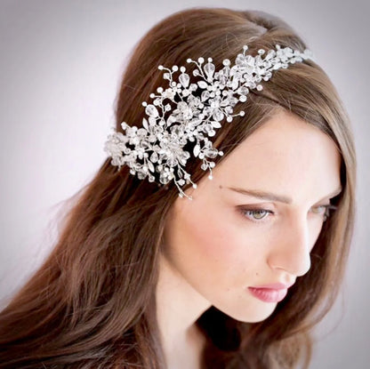 Alessia Austrian Crystal Bridal Hair Vine In Silver Rose Gold And Yellow