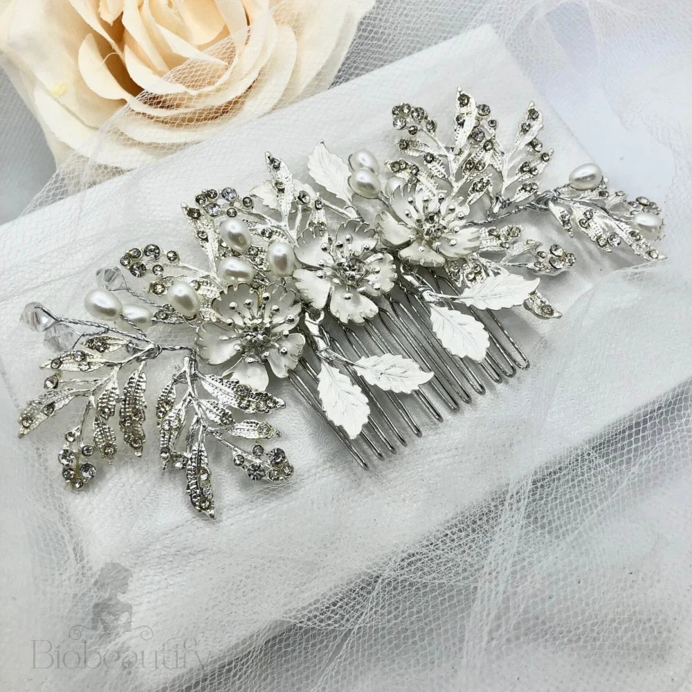 Aletta Pearl Crystal Bridal Hair Comb Silver Gold Options