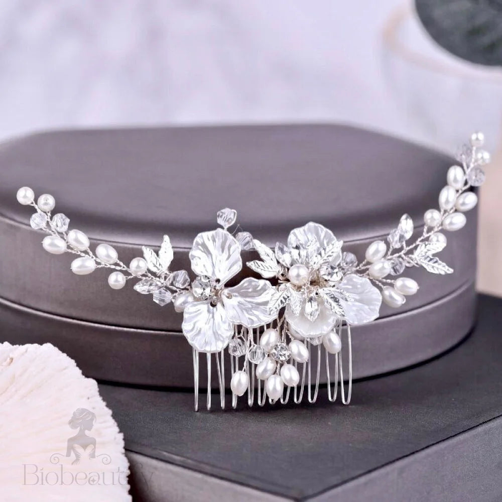 Alexandra Pearl Crystal Bridal Hair Comb Gold Silver Options