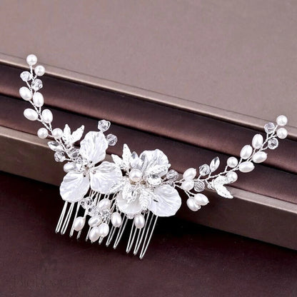 Alexandra Pearl Crystal Bridal Hair Comb Gold Silver Options