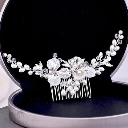 Wedding Hair Accessories - Pearl and Crystal Bridal Hair Comb - Available in Gold and Silver