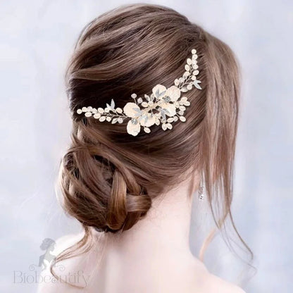 Alexandra Pearl Crystal Bridal Hair Comb Gold Silver Options