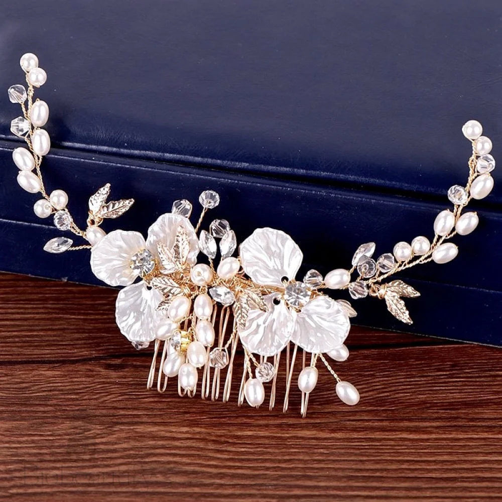 Wedding Hair Accessories - Pearl and Crystal Bridal Hair Comb - Available in Gold and Silver