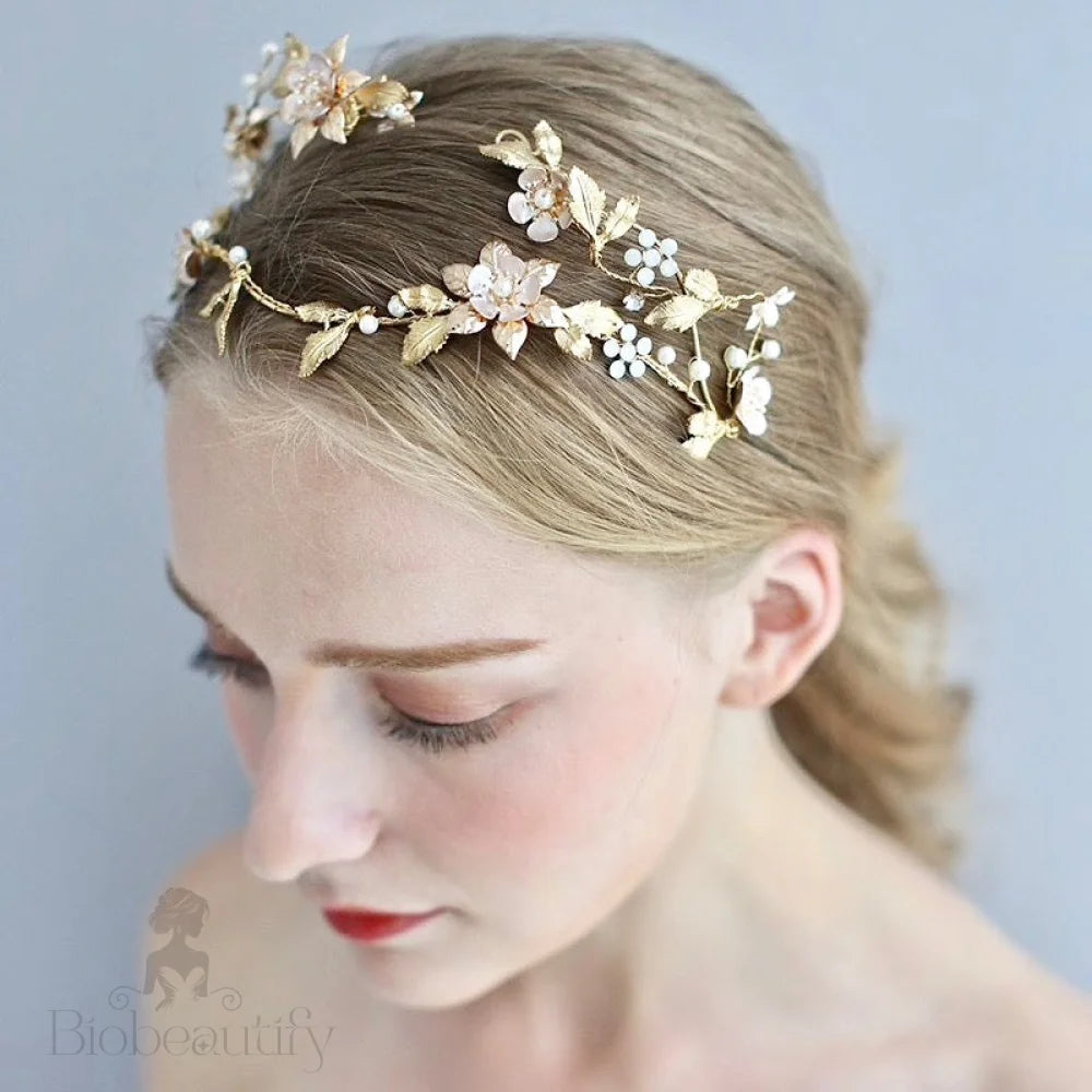 Alhambra Pearl Opal Bridal Headband Tiara