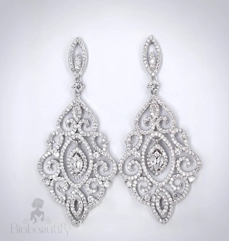 Alina Cubic Zirconia Bridal Drop Earrings In Silver And Rose Gold