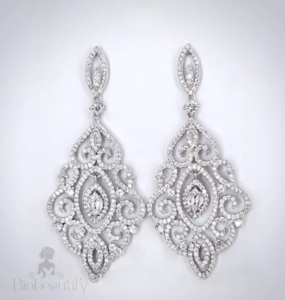 Alina Cubic Zirconia Bridal Drop Earrings In Silver And Rose Gold