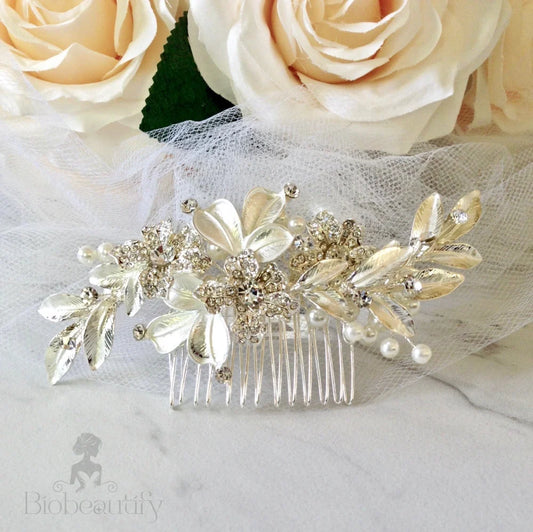 Wedding Hair Accessories - Pearl Bridal Hair Comb - Available in Silver and Rose Gold