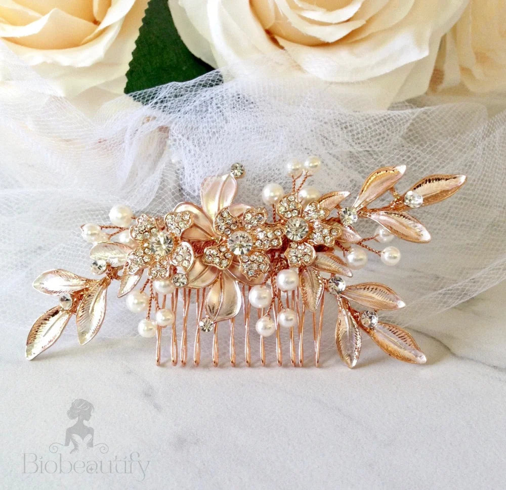 Wedding Hair Accessories - Pearl Bridal Hair Comb - Available in Silver and Rose Gold