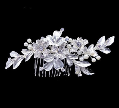 Aliya Pearl Bridal Hair Comb In Silver And Rose Gold