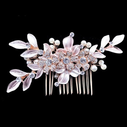 Aliya Pearl Bridal Hair Comb In Silver And Rose Gold