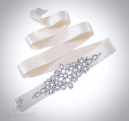 Wedding Accessories - Silver Crystal Bridal Belt/Sash