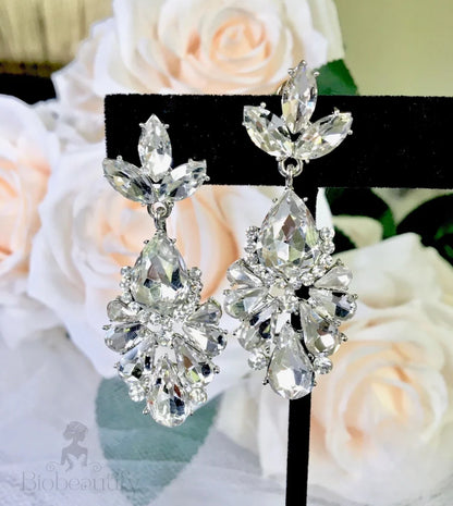 Allure Rhinestone Bridal Earrings Silver Yellow Gold Options