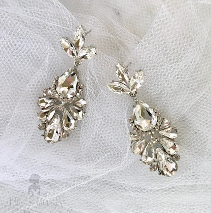 Allure Rhinestone Bridal Earrings Silver Yellow Gold Options