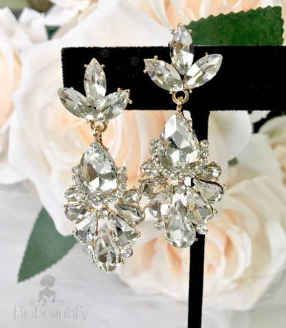 Allure Rhinestone Bridal Earrings Silver Yellow Gold Options