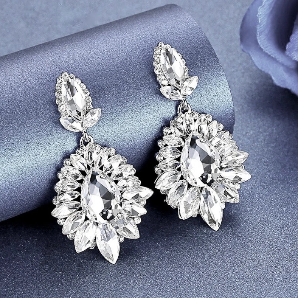 Alma Rhinestone Bridal Earrings Silver And Gold Options