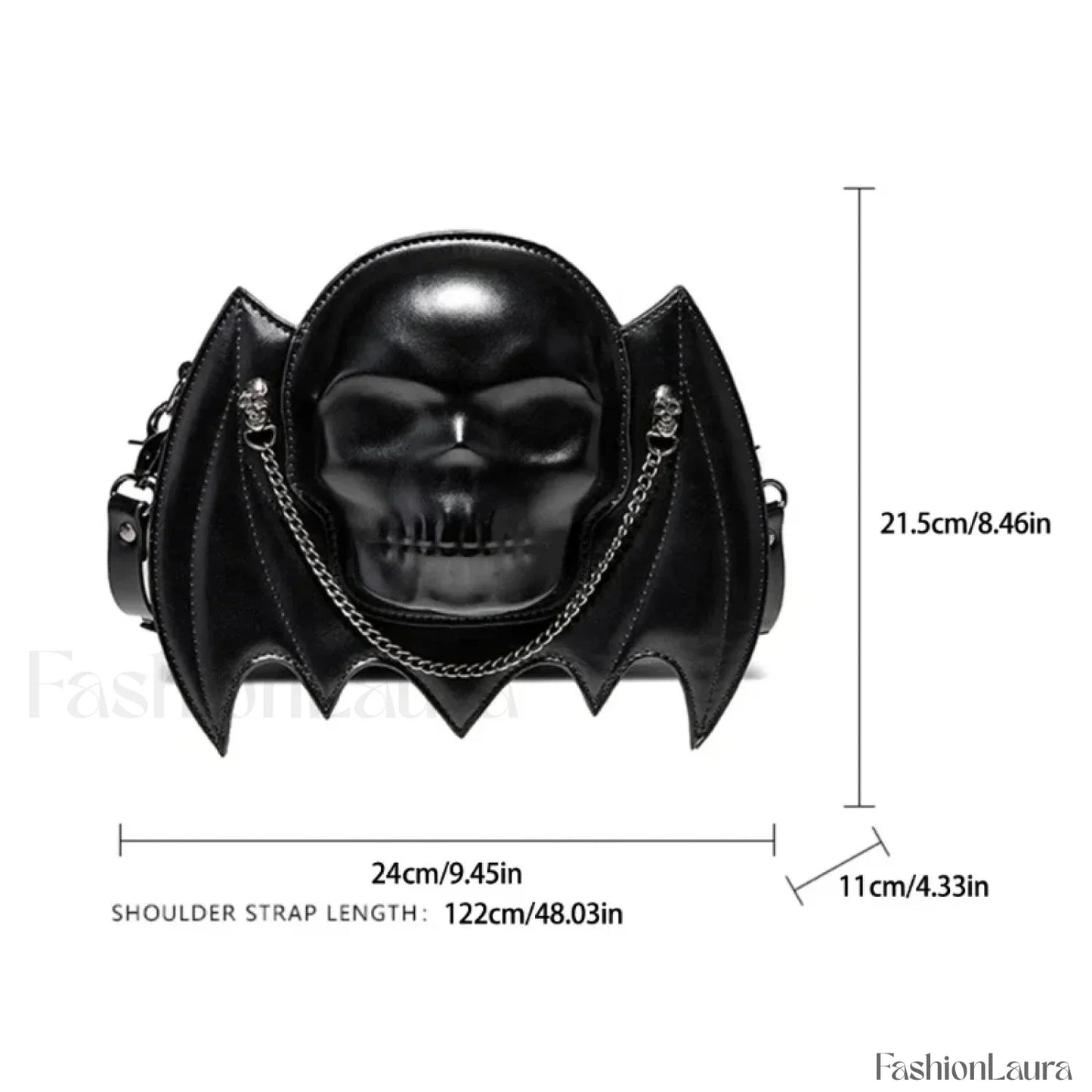 Alternative Skull Shaped Gothic Bat Wing Metal Chain Shoulder Bag