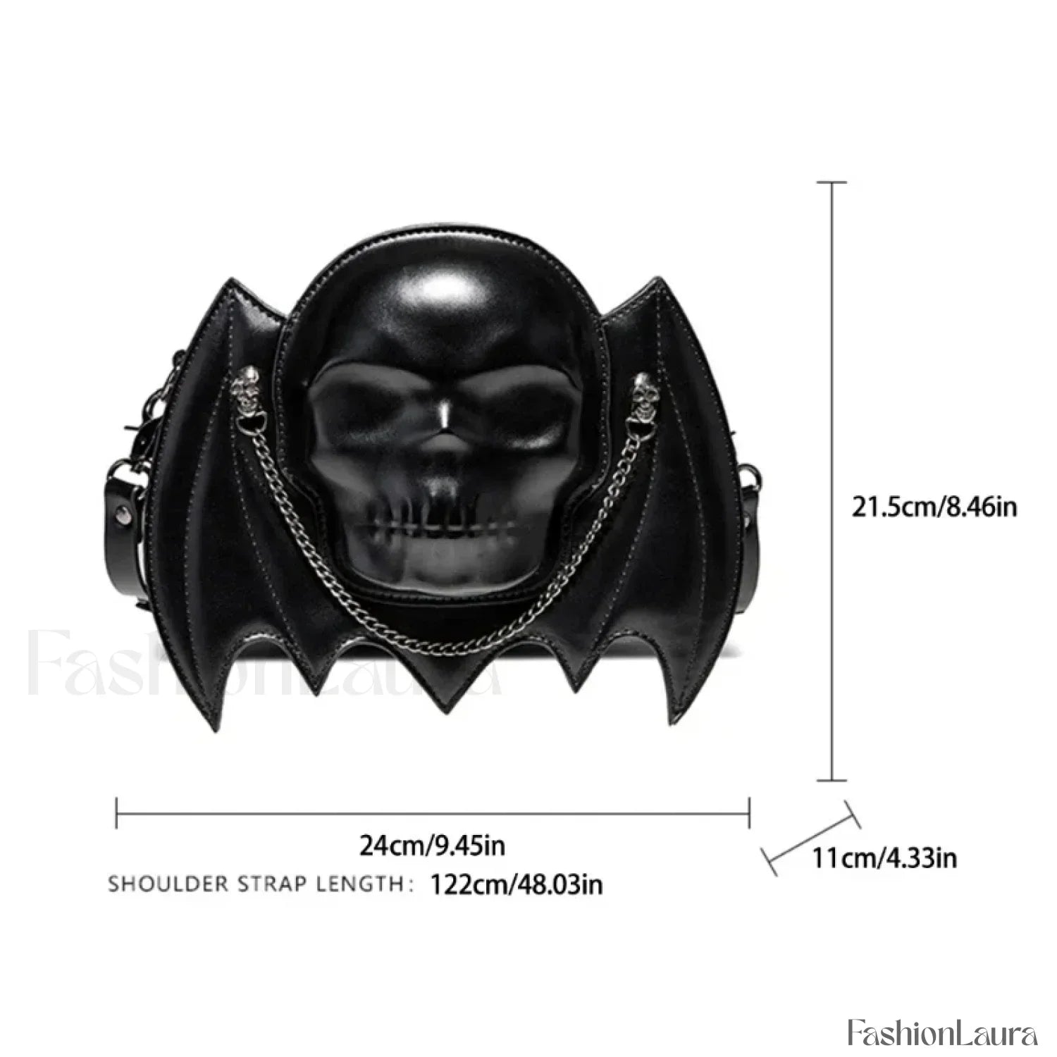 Alternative Skull Shaped Gothic Bat Wing Metal Chain Shoulder Bag