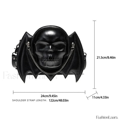 Alternative Skull Shaped Gothic Bat Wing Metal Chain Shoulder Bag