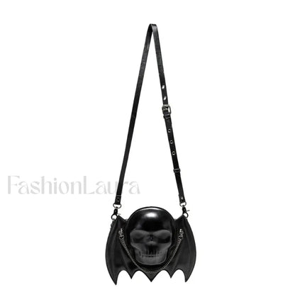 Alternative Skull Shaped Gothic Bat Wing Metal Chain Shoulder Bag