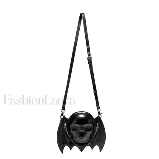 Alternative Skull Shaped Gothic Bat Wing Metal Chain Shoulder Bag