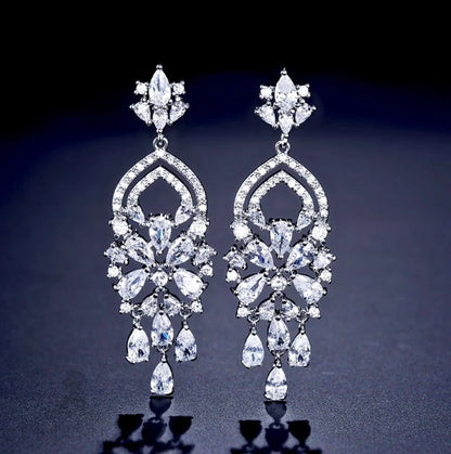 Althea Silver Bridal Earrings With Cubic Zirconia