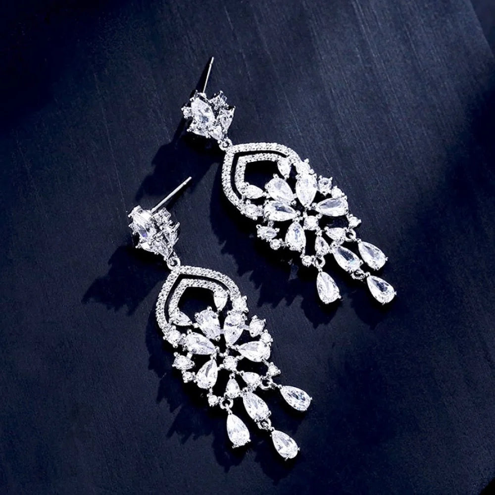 Althea Silver Bridal Earrings With Cubic Zirconia