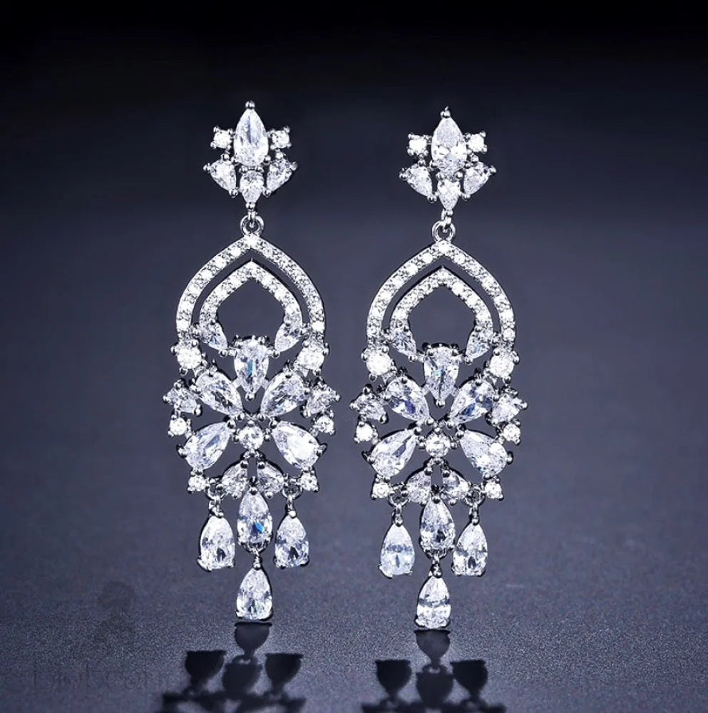 Althea Silver Bridal Earrings With Cubic Zirconia