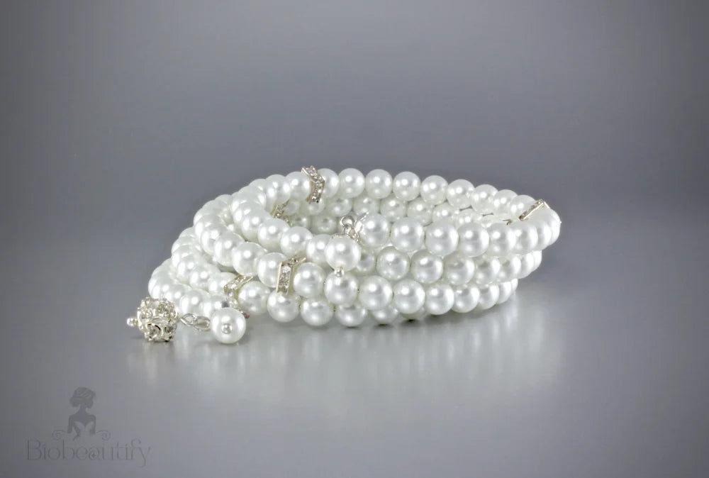 Alyssa Bridal Cuff Bracelet With Swarovski Crystal Pearls