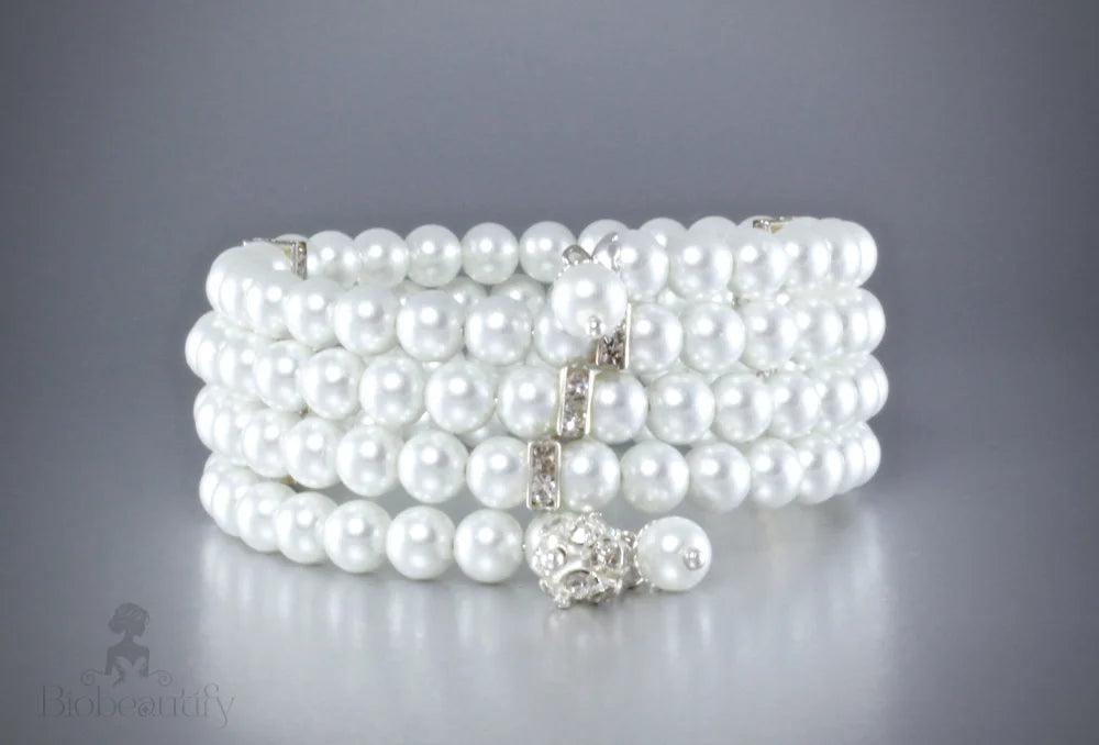 Alyssa Bridal Cuff Bracelet With Swarovski Crystal Pearls