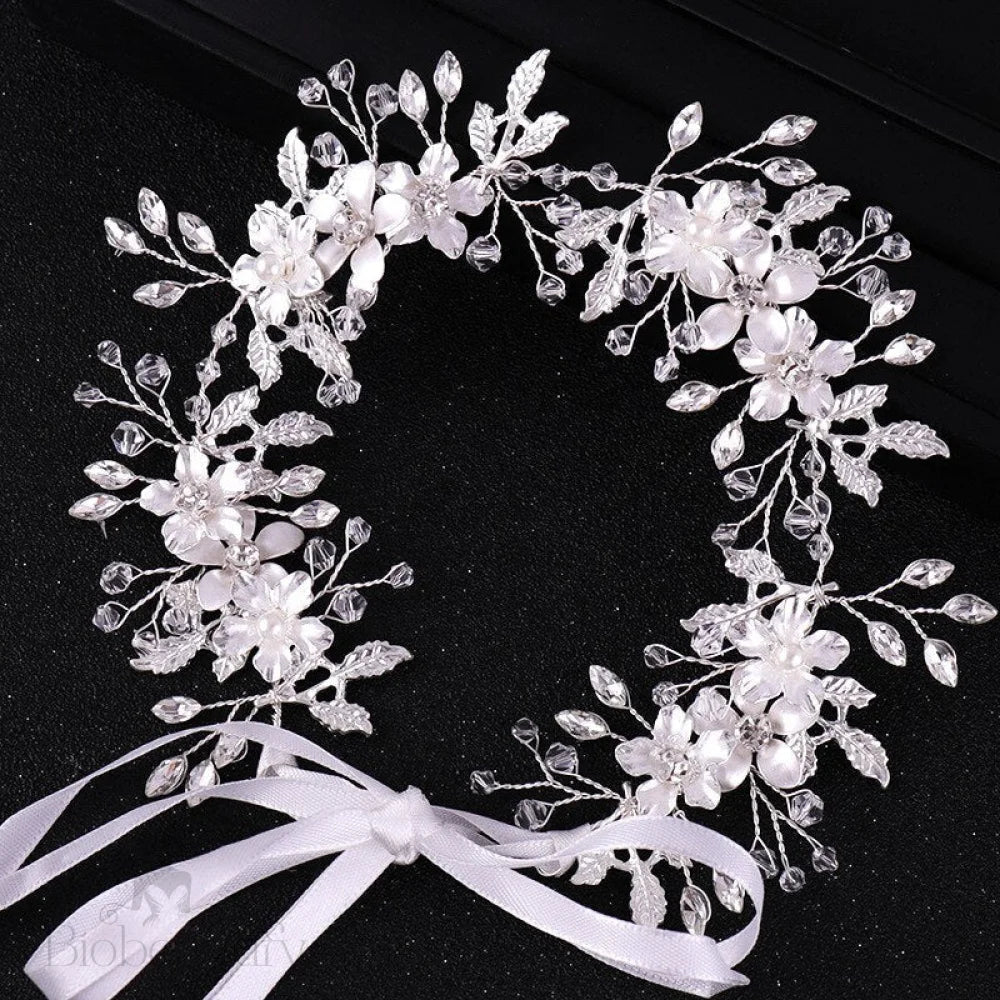 Wedding Hair Accessories - Silver Pearl and Crystal Bridal Headband