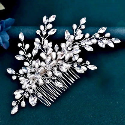 Amandalee Pearl Crystal Bridal Hair Comb