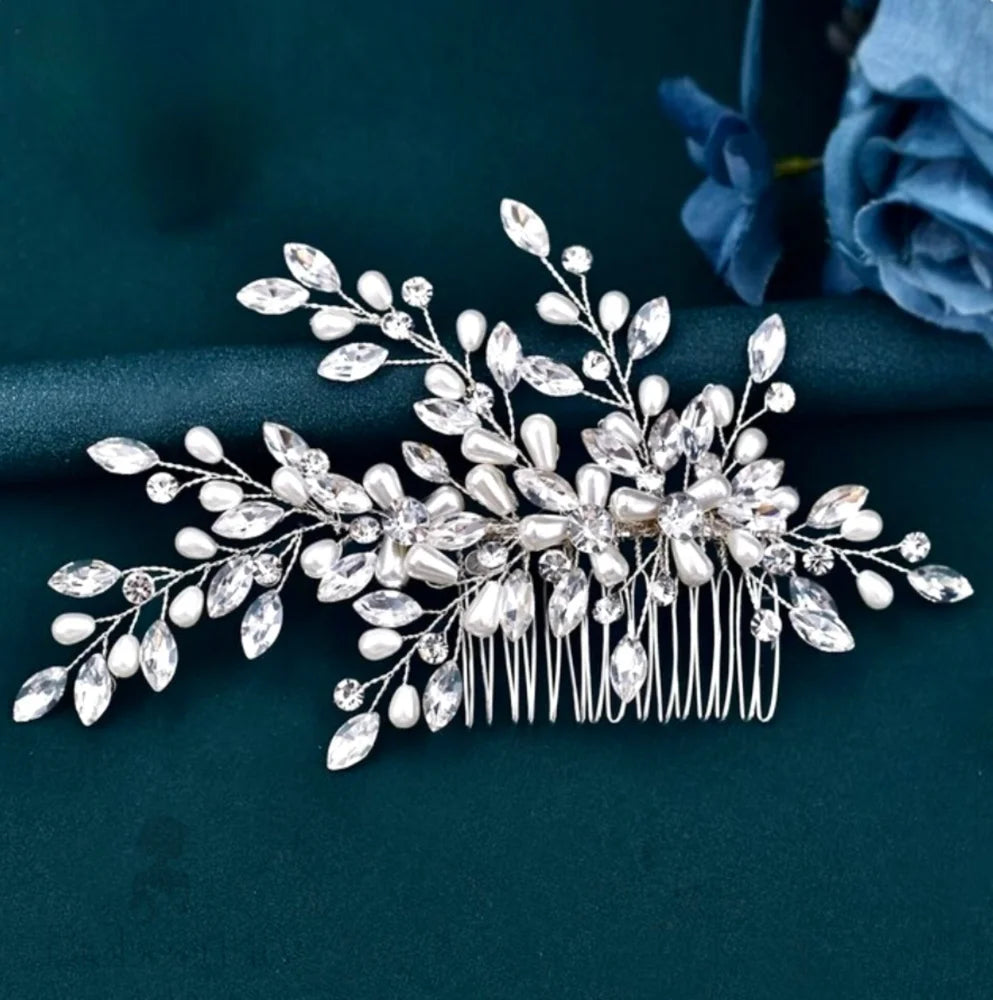 Amandalee Pearl Crystal Bridal Hair Comb