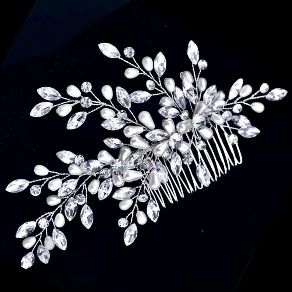 Amandalee Pearl Crystal Bridal Hair Comb