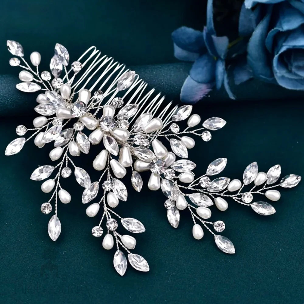 Amandalee Pearl Crystal Bridal Hair Comb