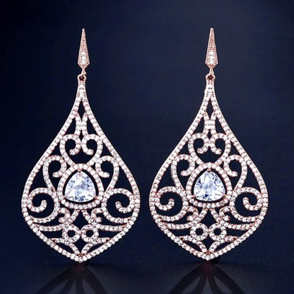 Wedding Jewelry - Cubic Zirconia Bridal Earrings - Available in Silver and Rose Gold