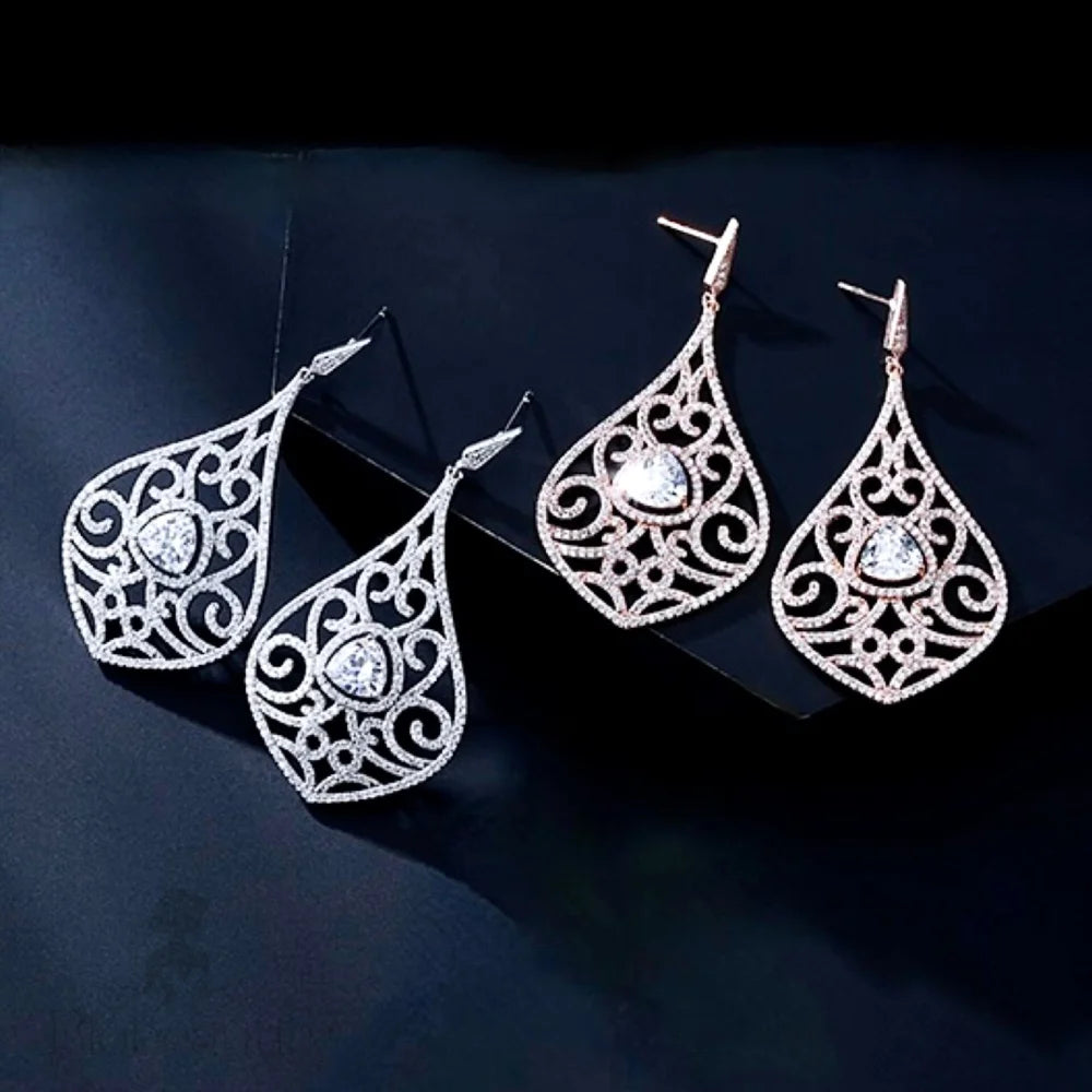 Amari Bridal Earrings With Cubic Zirconia In Silver And Rose Gold