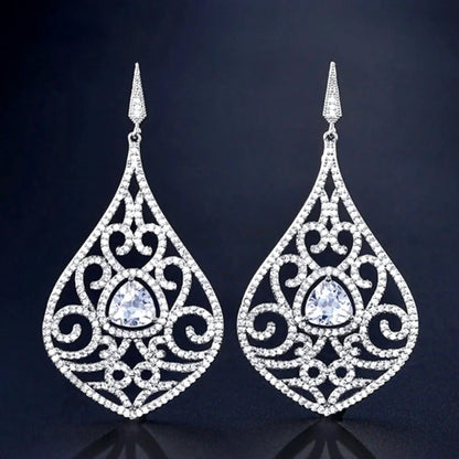 Wedding Jewelry - Cubic Zirconia Bridal Earrings - Available in Silver and Rose Gold