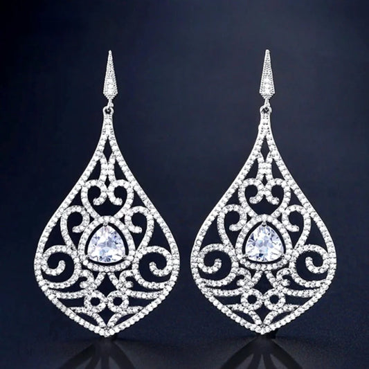 Wedding Jewelry - Cubic Zirconia Bridal Earrings - Available in Silver and Rose Gold