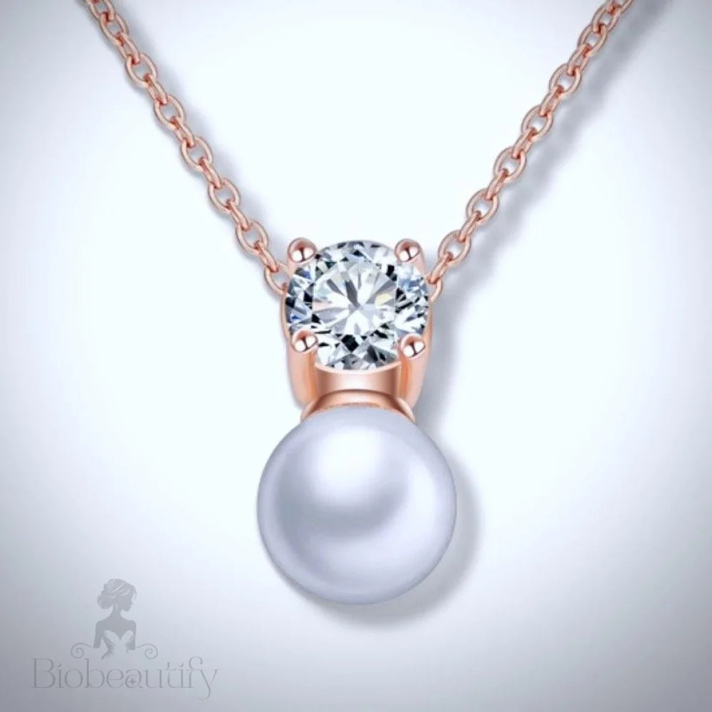 Amarra Pearl And Cubic Zirconia Jewelry Set In Silver Rose Gold