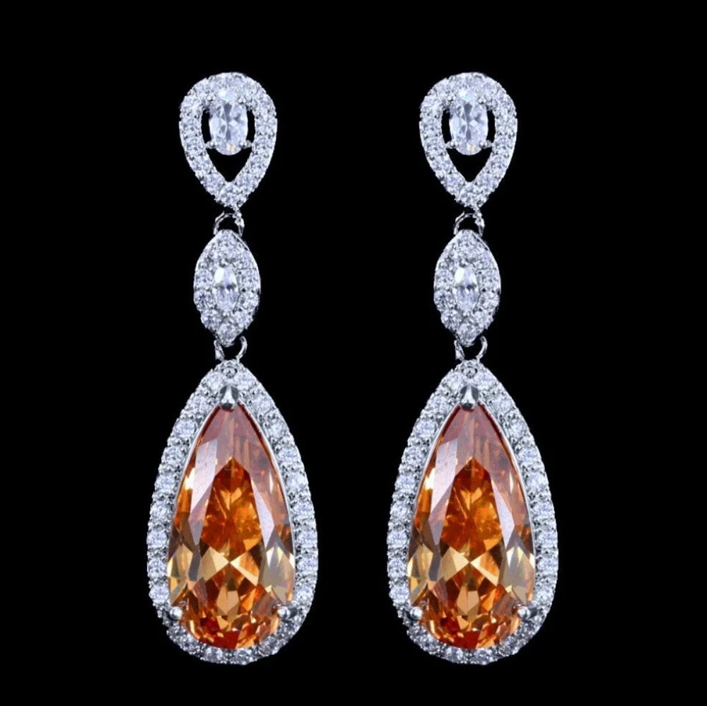 Amy - Silver Cubic Zirconia Bridal Earrings - More Colors Available