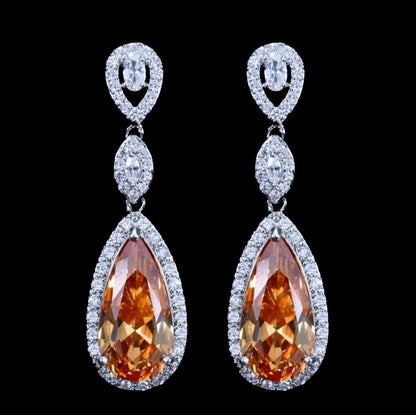 Amy - Silver Cubic Zirconia Bridal Earrings - More Colors Available