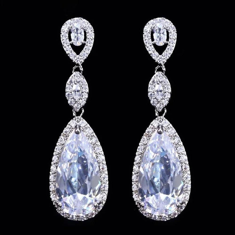 Amy - Silver Cubic Zirconia Bridal Earrings - More Colors Available